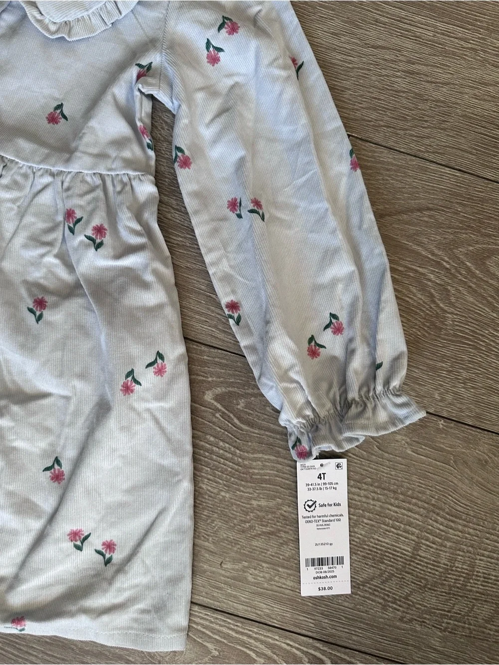 OshKosh B'gosh Light Blue Floral Dress with Pink Flower Print